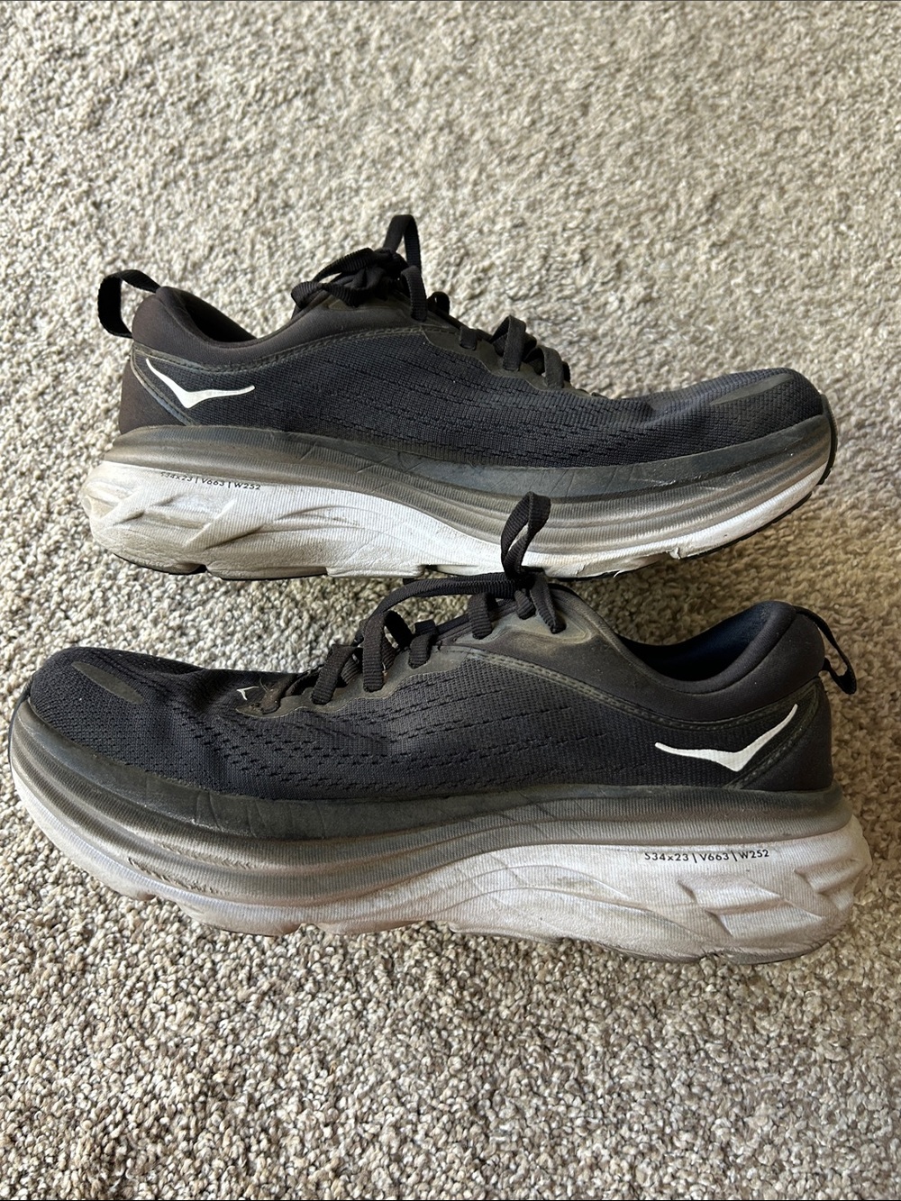 Used women’s Hoka Black Athletic Running Shoes with White Logo - Picture 6 of 11
